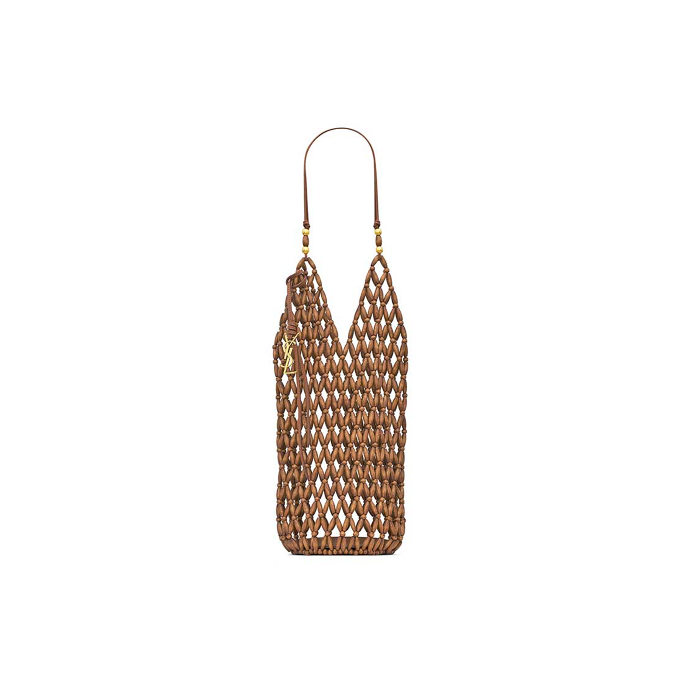 YSL SUPPLE BUCKET IN WOOD BEADS 821911KAAA29384 (44*15*15cm)